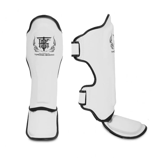 Top King Kids White Muay Thai Shin Guards - Stone Fight Shop