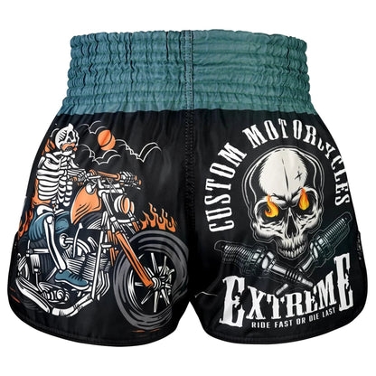 TUFF High - Cut Retro Muay Thai Shorts The Skull Rider - Stone Fight Shop