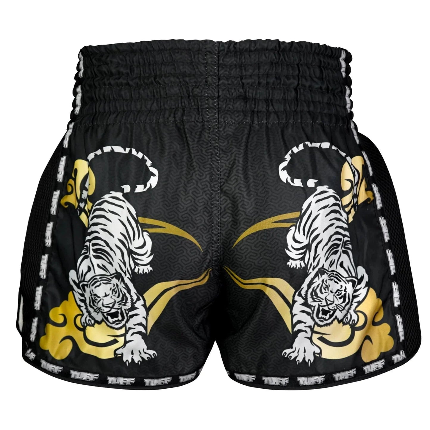 TUFF Muay Thai Shorts Retro Style Black Twin Tiger - Stone Fight Shop