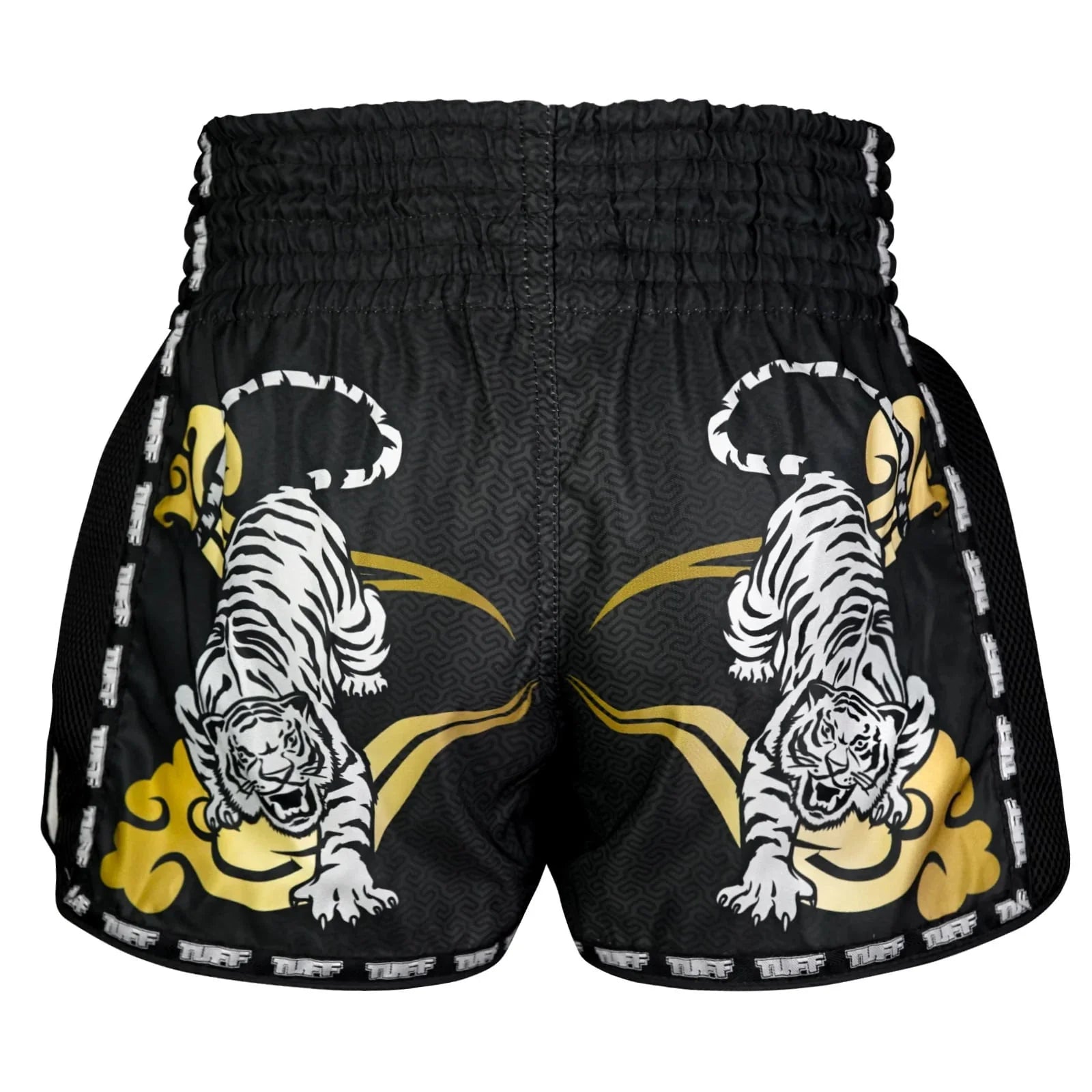 TUFF Muay Thai Shorts Retro Style Black Twin Tiger - Stone Fight Shop