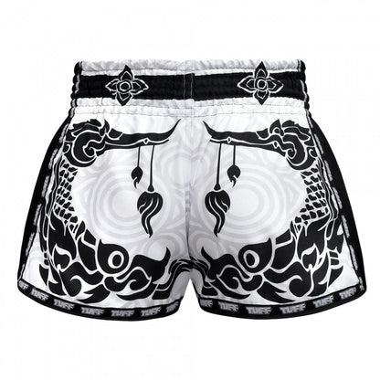 TUFF Muay Thai Shorts Retro Style The Great Hongsa White - Stone Fight Shop