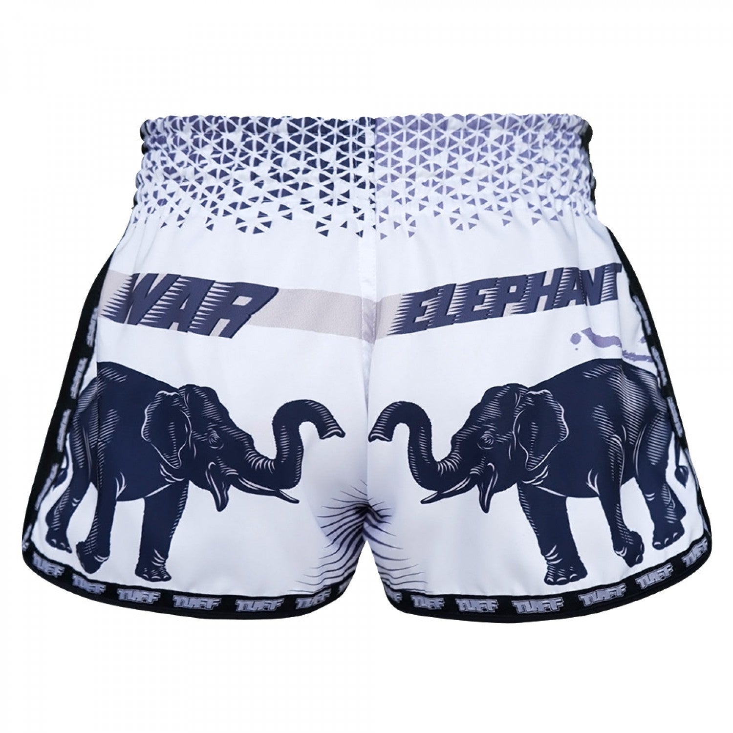 TUFF Muay Thai Shorts Retro Style White War Elephant - Stone Fight Shop