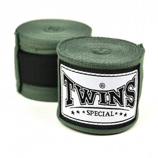 Twins 5m Olive Green Premium Elastic Hand Wraps - Stone Fight Shop