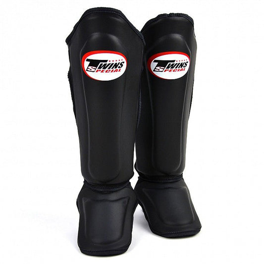 Twins Black Double Padded Shin Pads - Stone Fight Shop