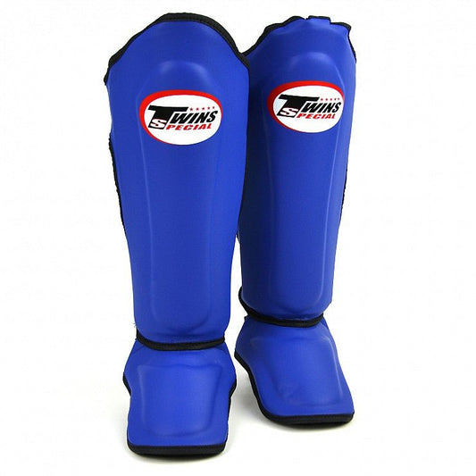 Twins Blue - Black Double Padded Shin Pads - Stone Fight Shop