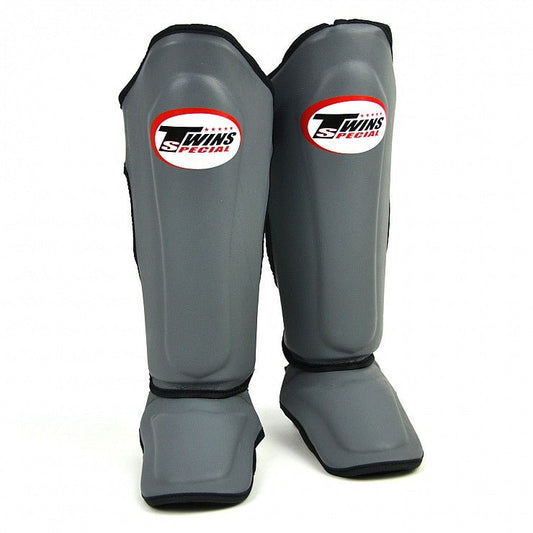 Twins Grey - Black Double Padded Shin Pads - Stone Fight Shop