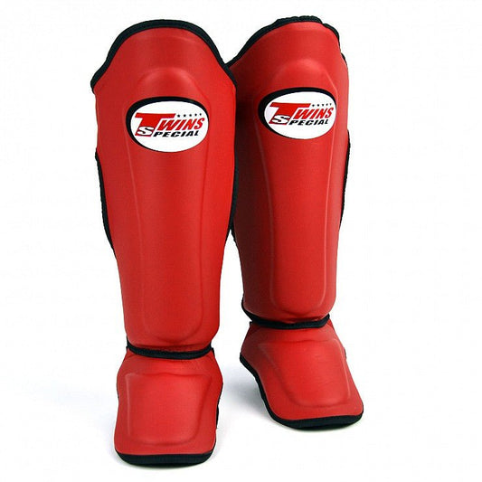 Twins Red - Black Double Padded Shin Pads - Stone Fight Shop