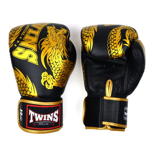 Twins Special Boxing Gloves - Dragon Black - Gold - Stone Fight Shop
