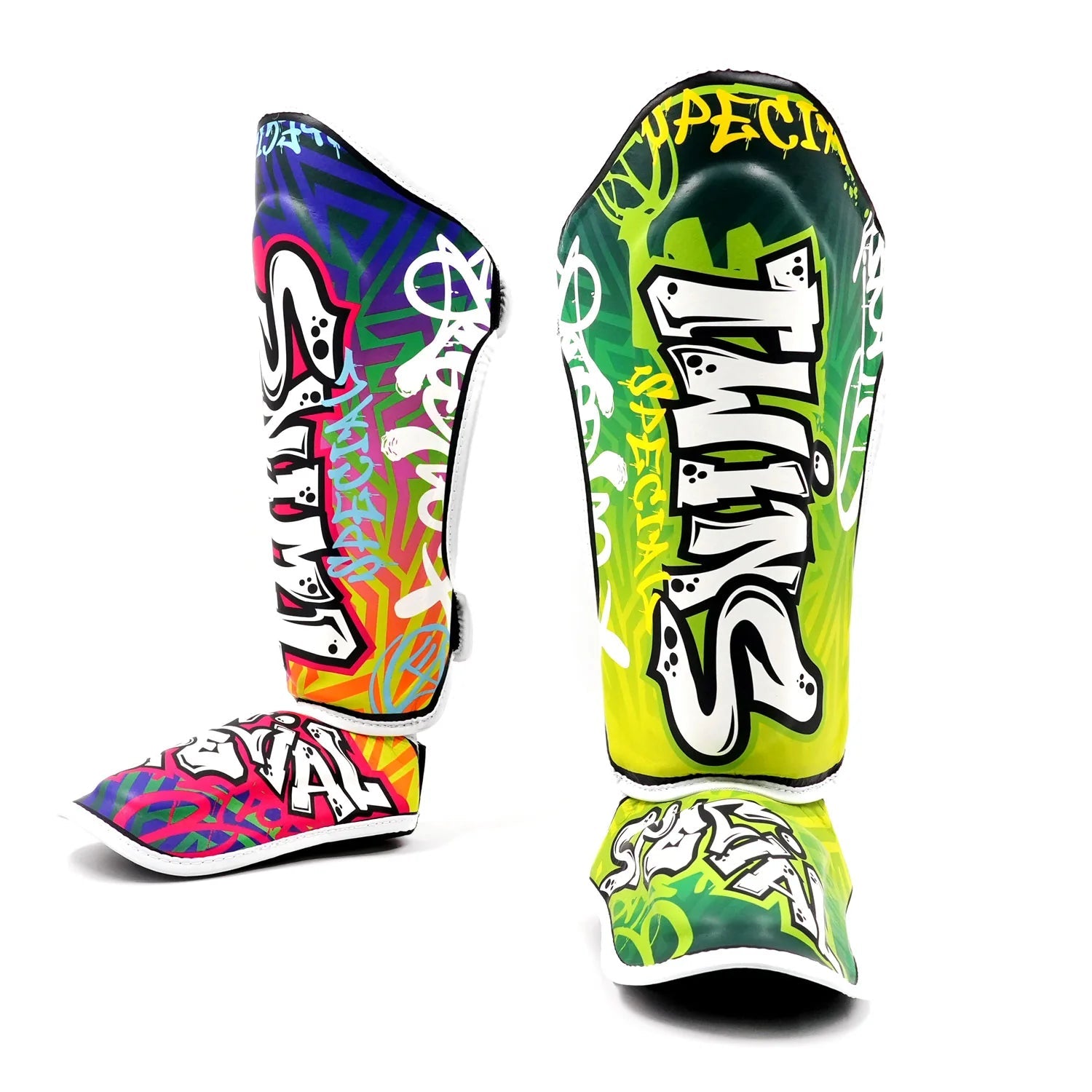 Twins Special Leather Shin Pads - Graffiti - Stone Fight Shop