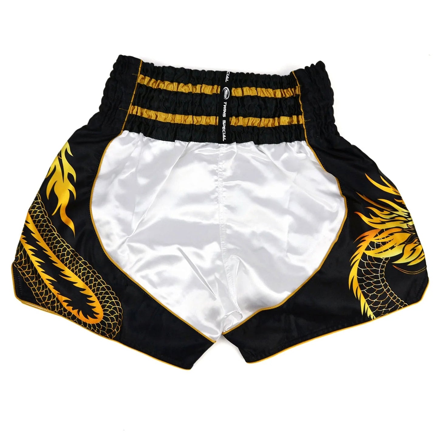 Twins Special Muay Thai Shorts - Dragon White - Black - Stone Fight Shop