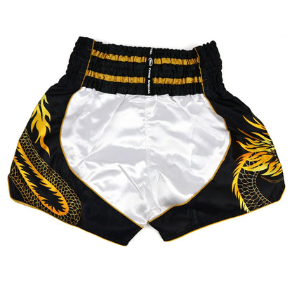 Twins Special Muay Thai Shorts - Dragon White - Black - Stone Fight Shop