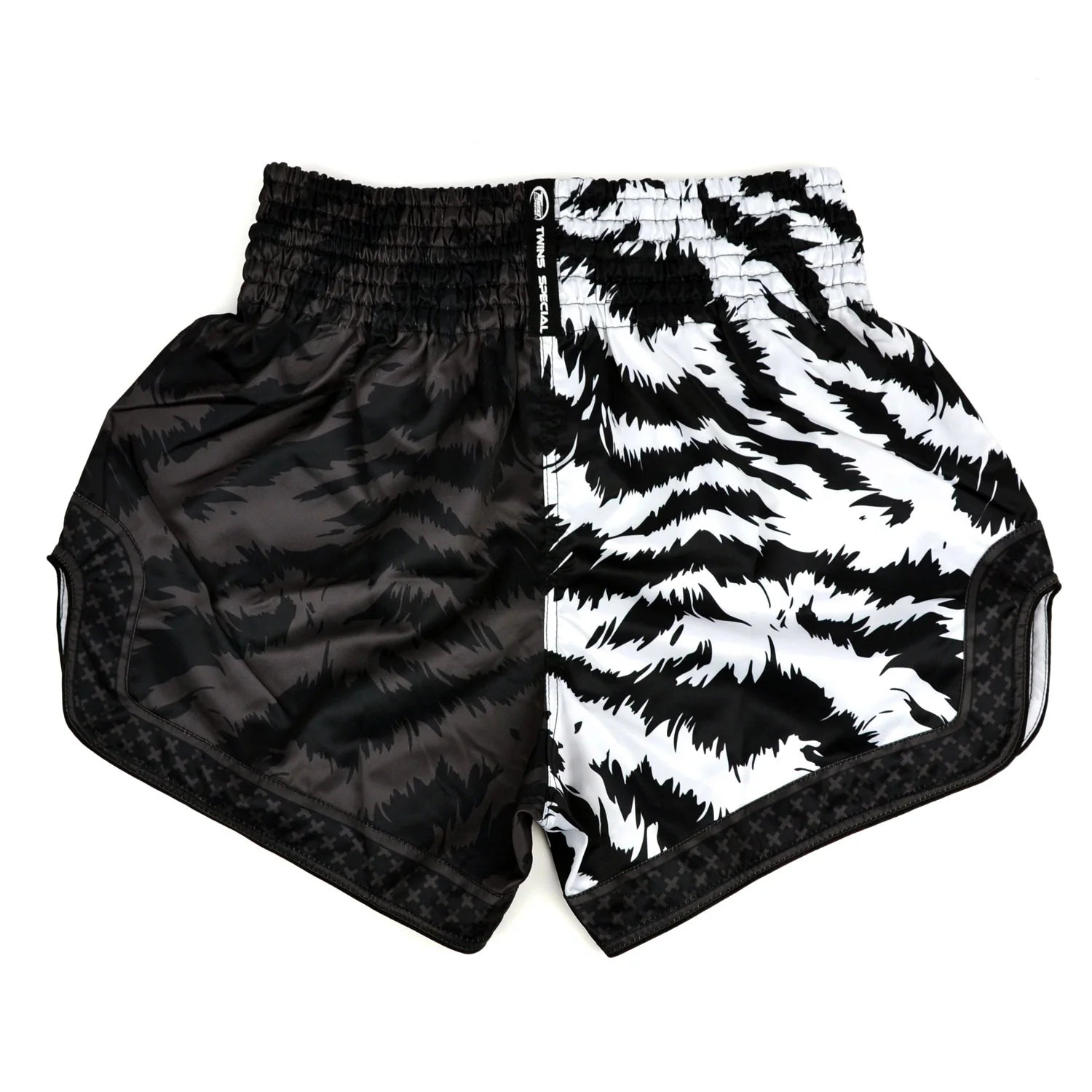 Twins Special Muay Thai Shorts - Jungle Black - White - Stone Fight Shop