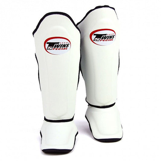 Twins White - Black Double Padded Shin Pads - Stone Fight Shop