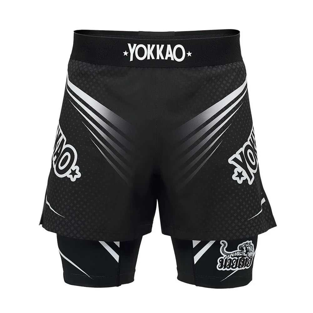 Yokkao Duel Fight Shorts - Black - Stone Fight Shop