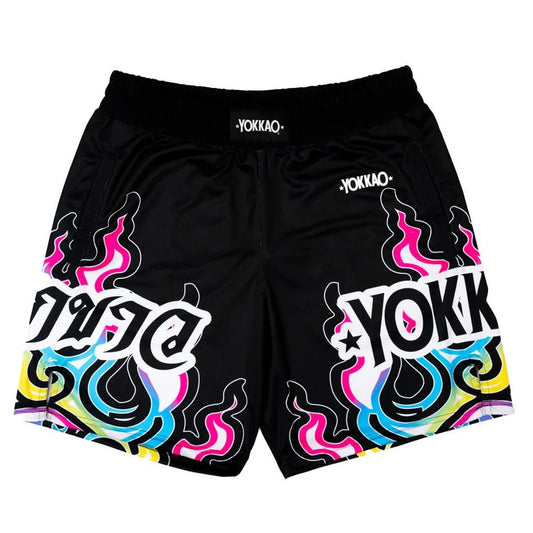 Yokkao Flames Workout Shorts - Black - Stone Fight Shop