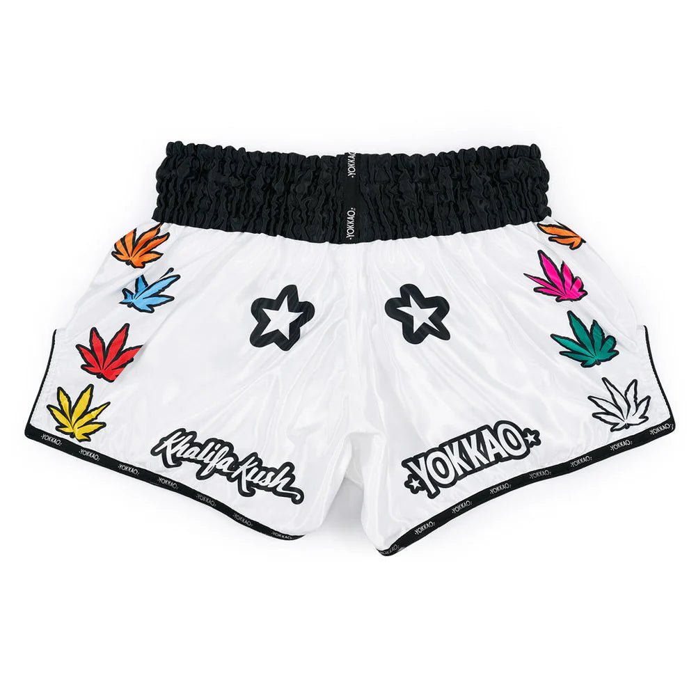 Yokkao Khalifa Kush Muay Thai Shorts - White - Stone Fight Shop