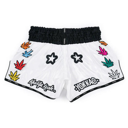 Yokkao Khalifa Kush Muay Thai Shorts - White - Stone Fight Shop
