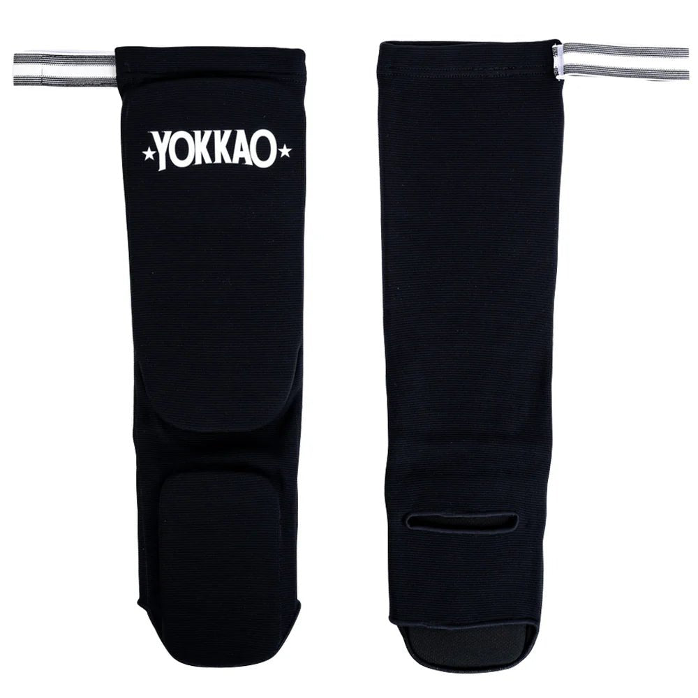 Yokkao Muay Thai Boxing Shin Guards Black Cotton - Stone Fight Shop