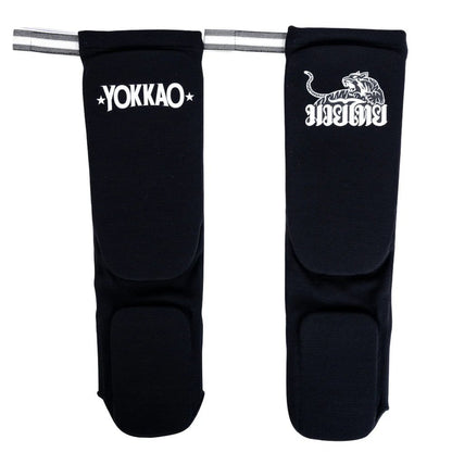 Yokkao Muay Thai Boxing Shin Guards Black Cotton - Stone Fight Shop