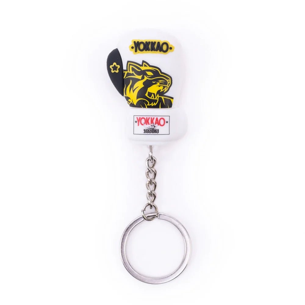Yokkao Original Boxing Gloves Keyring - White/ Gold - Stone Fight Shop