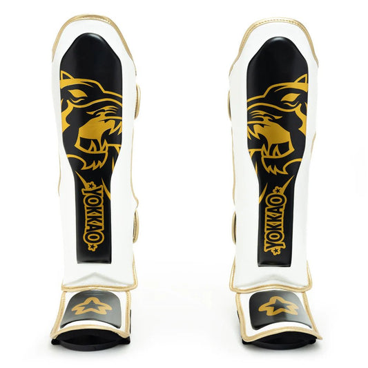 Yokkao Original Shin Guards Gold - Absolute White - Stone Fight Shop