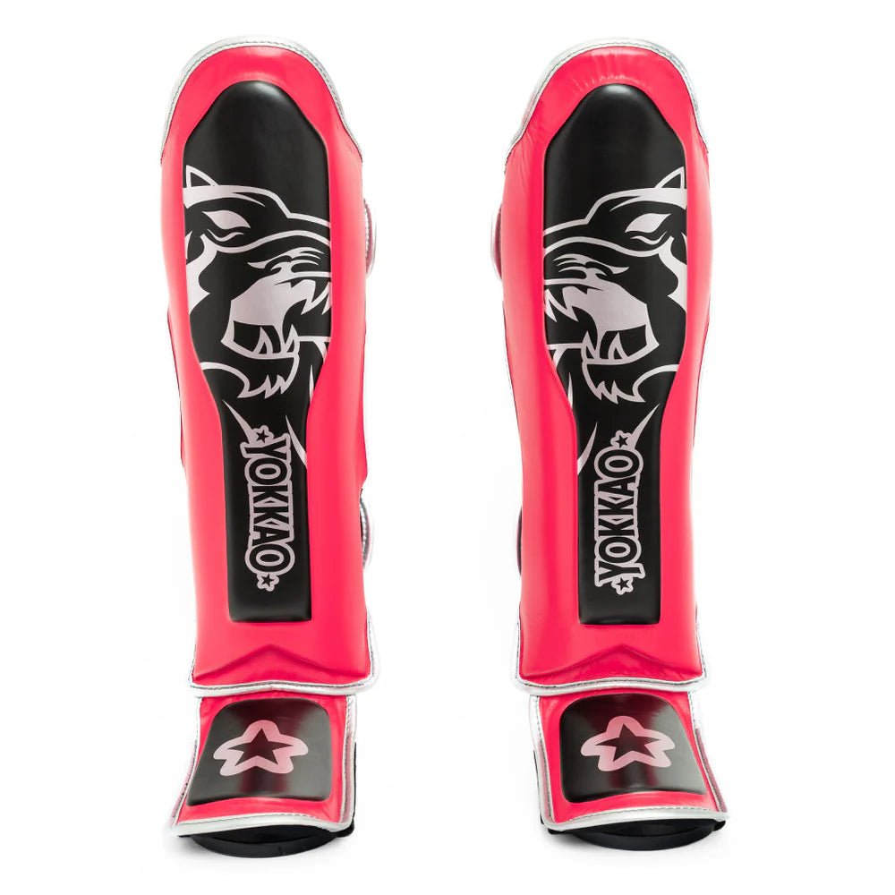 Yokkao Original Shin Guards Silver - Fuchsia - Stone Fight Shop