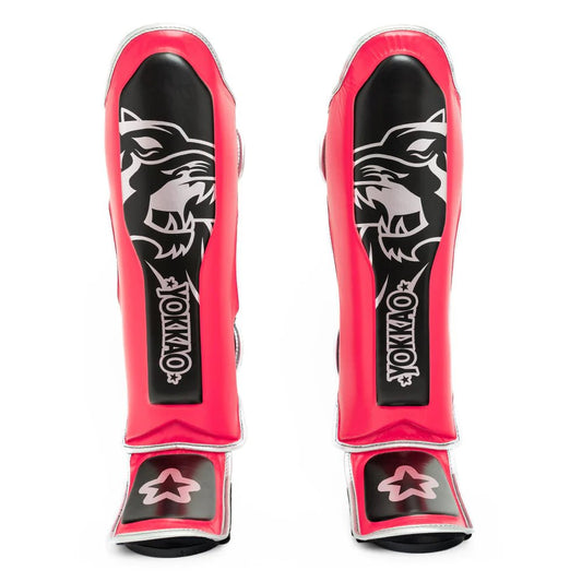 Yokkao Original Shin Guards Silver - Fuchsia - Stone Fight Shop