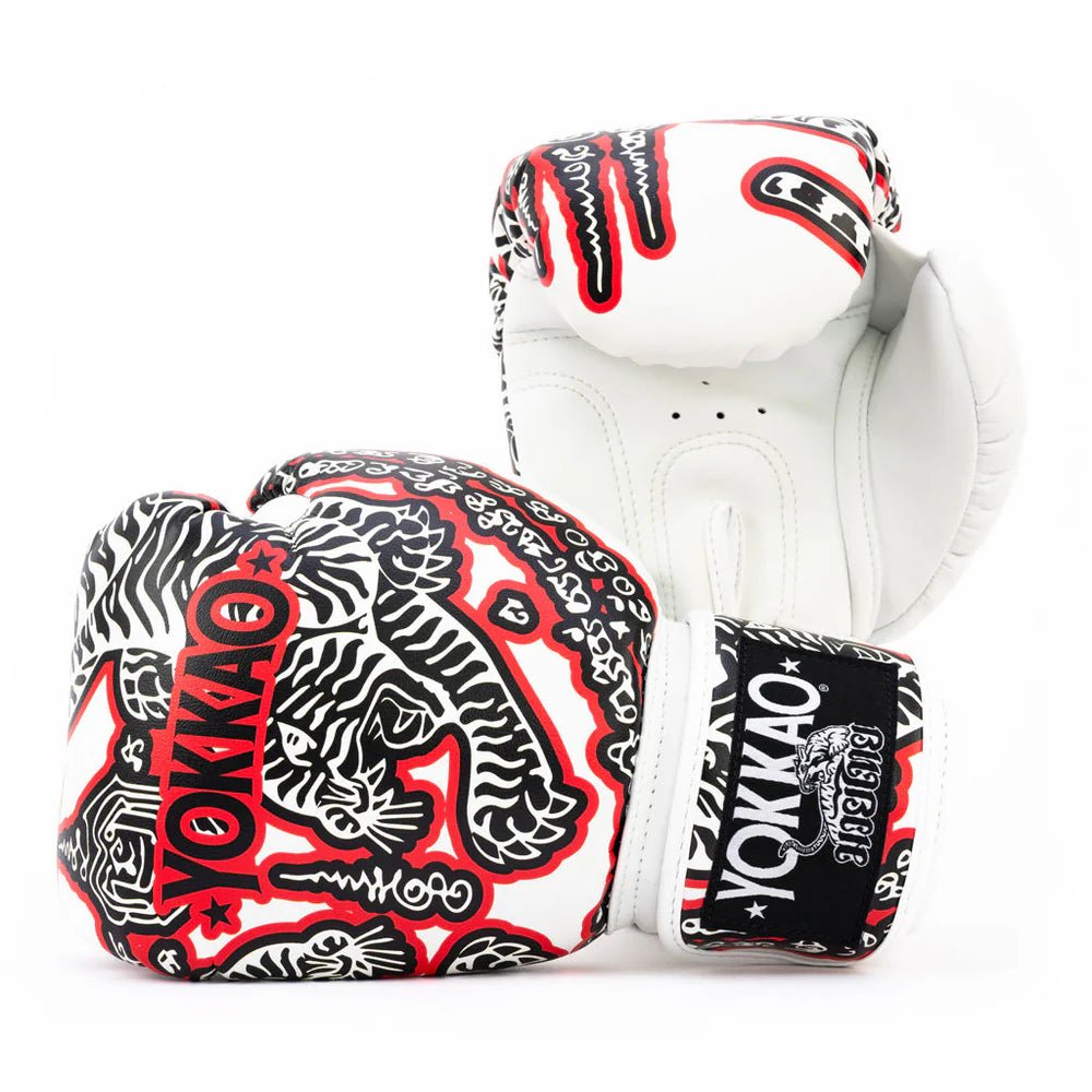 Yokkao Sak Yant Boxing Gloves - White - Stone Fight Shop