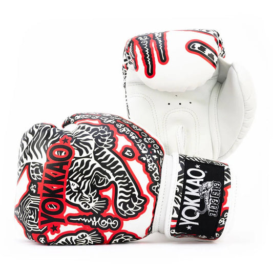 Yokkao Sak Yant Boxing Gloves - White - Stone Fight Shop