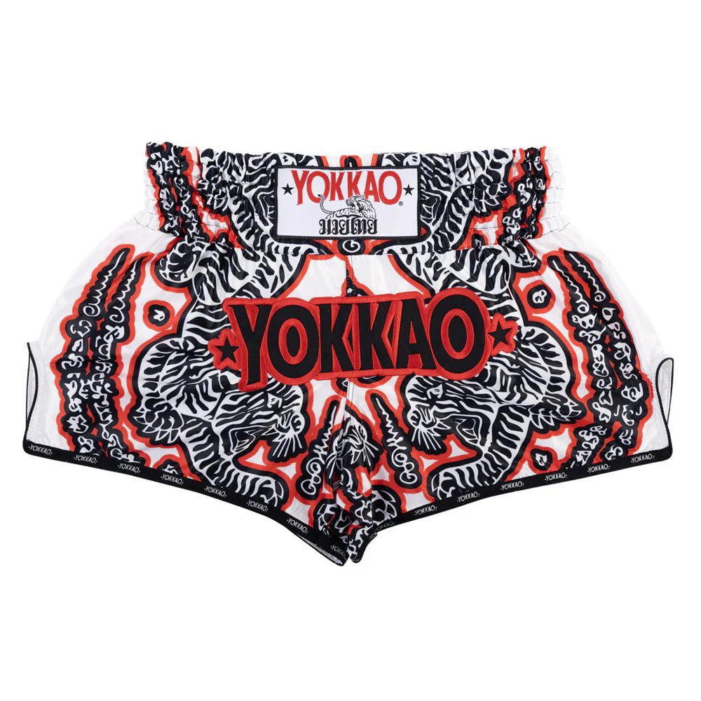 Yokkao Sak Yant Muay Thai Shorts - White - Stone Fight Shop