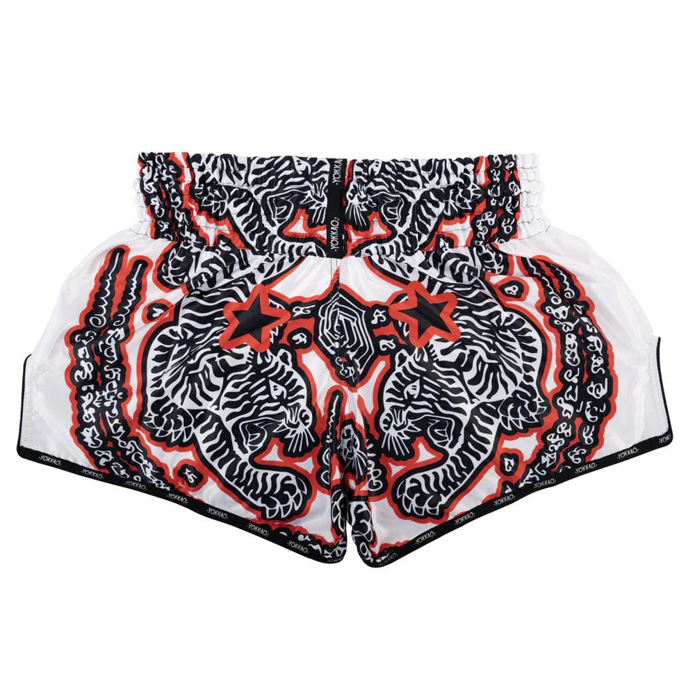Yokkao Sak Yant Muay Thai Shorts - White - Stone Fight Shop