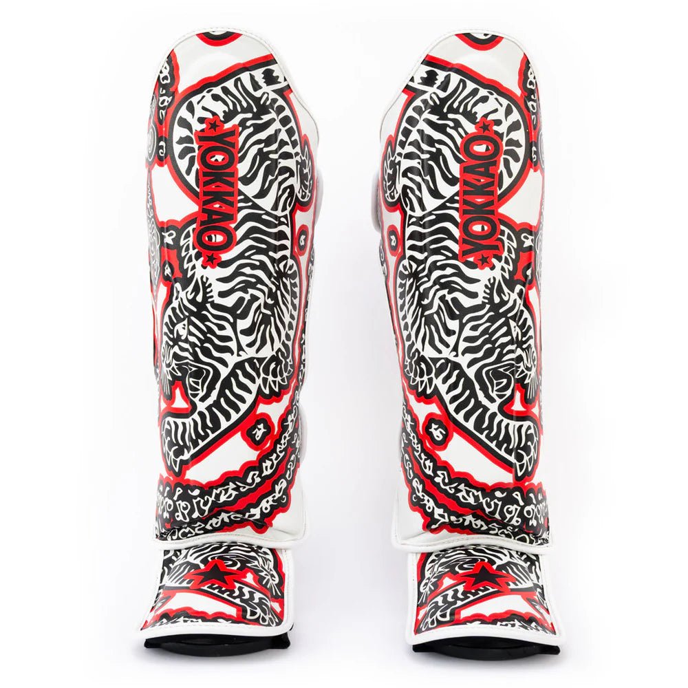 Yokkao Sak Yant Shin Guards - White - Stone Fight Shop