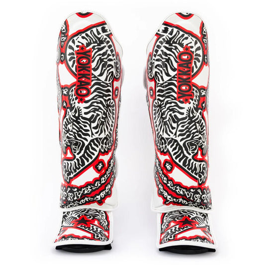Yokkao Sak Yant Shin Guards - White - Stone Fight Shop