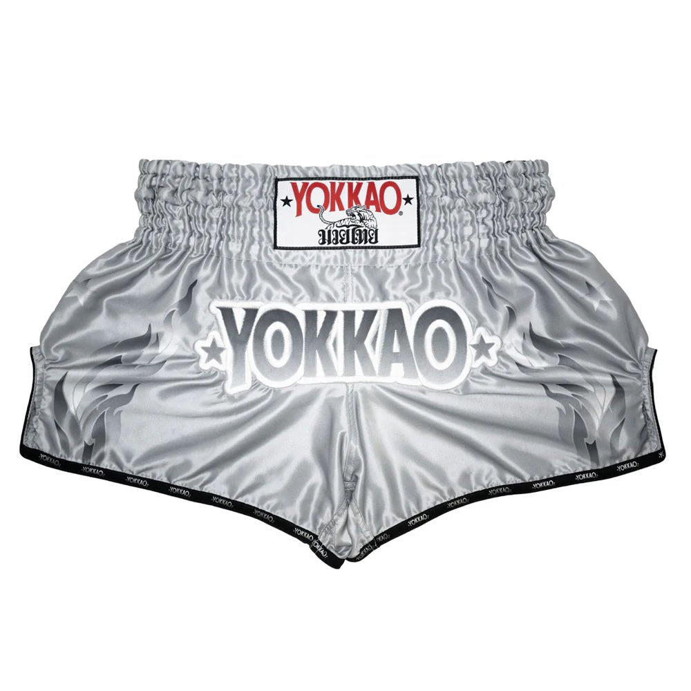 Yokkao The Flame Muay Thai Shorts - Silver - Stone Fight Shop