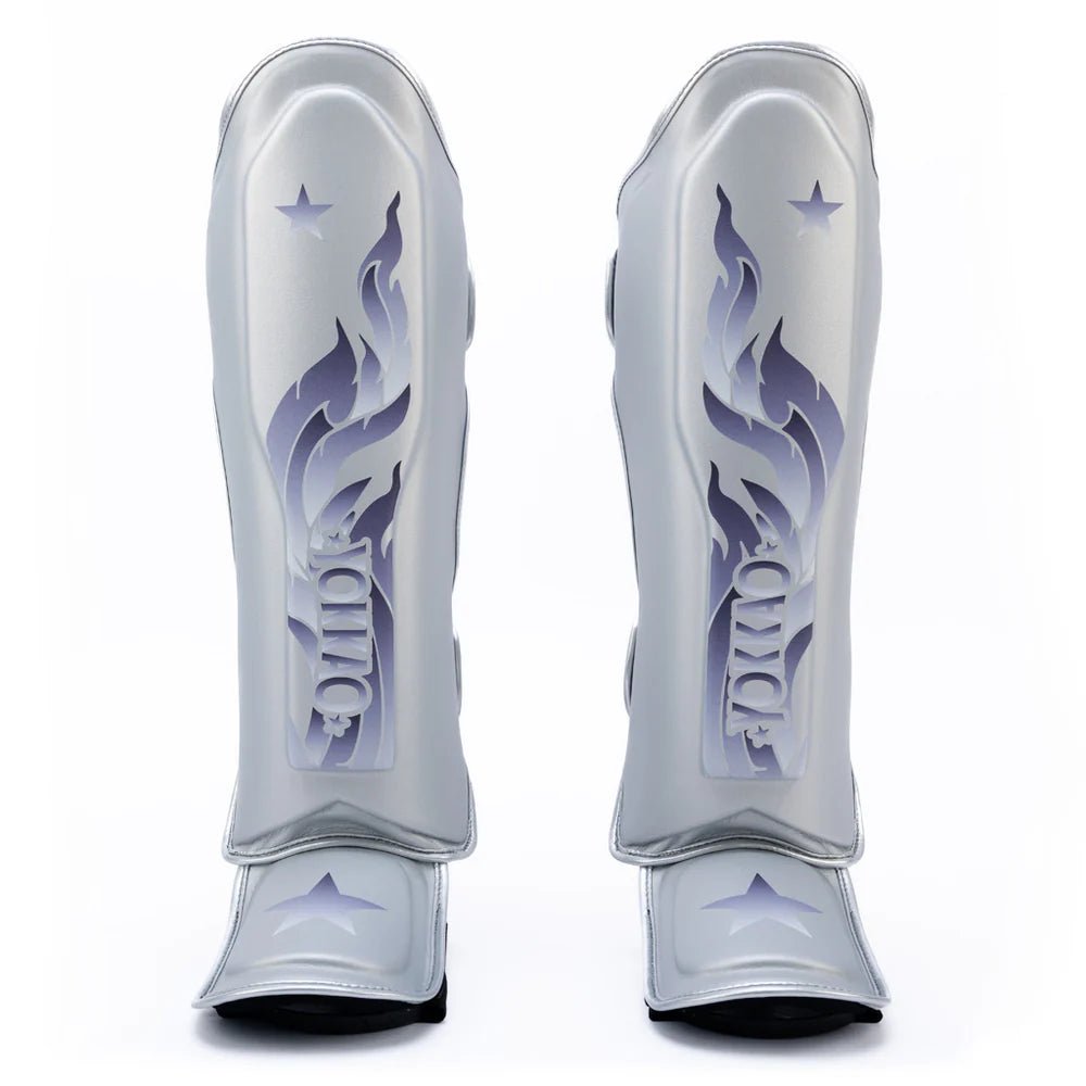 Yokkao The Flame Shin Guards - Silver - Stone Fight Shop