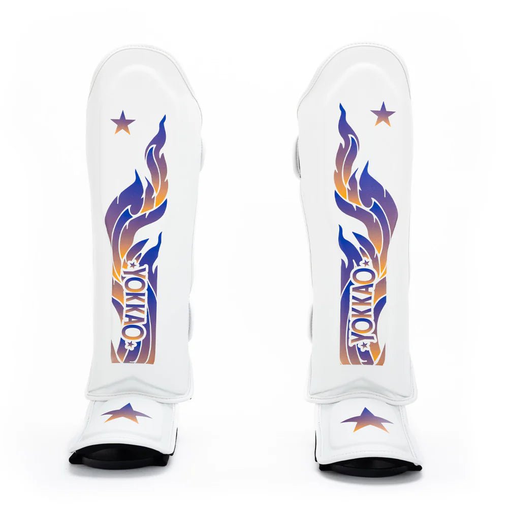 Yokkao The Flame Shin Guards - White - Stone Fight Shop