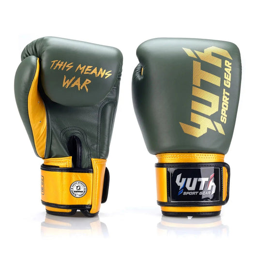 Yuth Boxing Gloves - Gold Line Olive - Gold - Stone Fight Shop