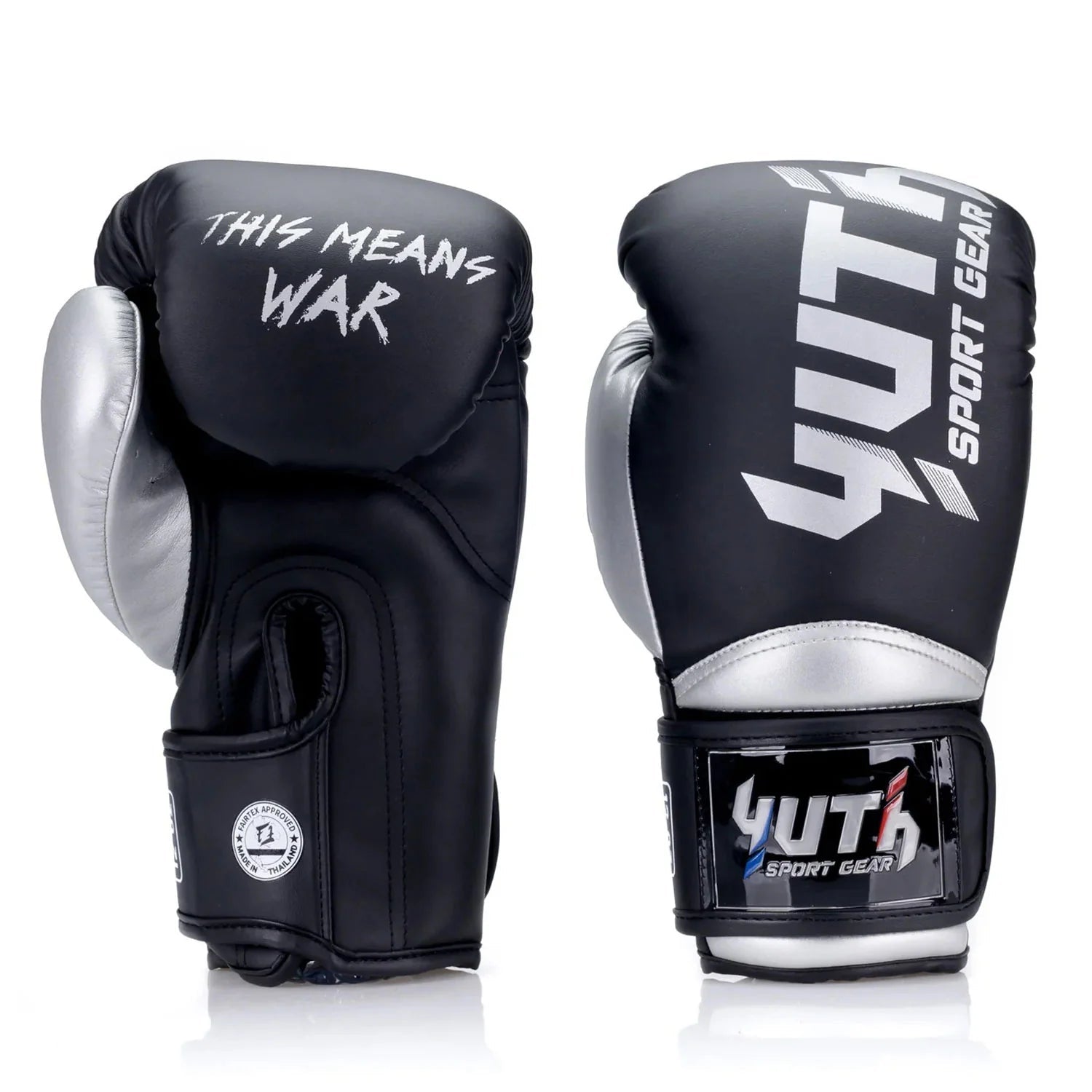 Yuth Boxing Gloves - Supportive Black - Silver - Stone Fight Shop