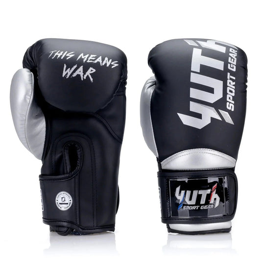 Yuth Boxing Gloves - Supportive Black - Silver - Stone Fight Shop
