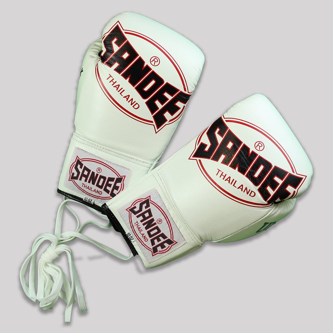 Sandee Cool-Tec Lace Up Pro Fight Leather Boxing Gloves - Stone Fight Shop